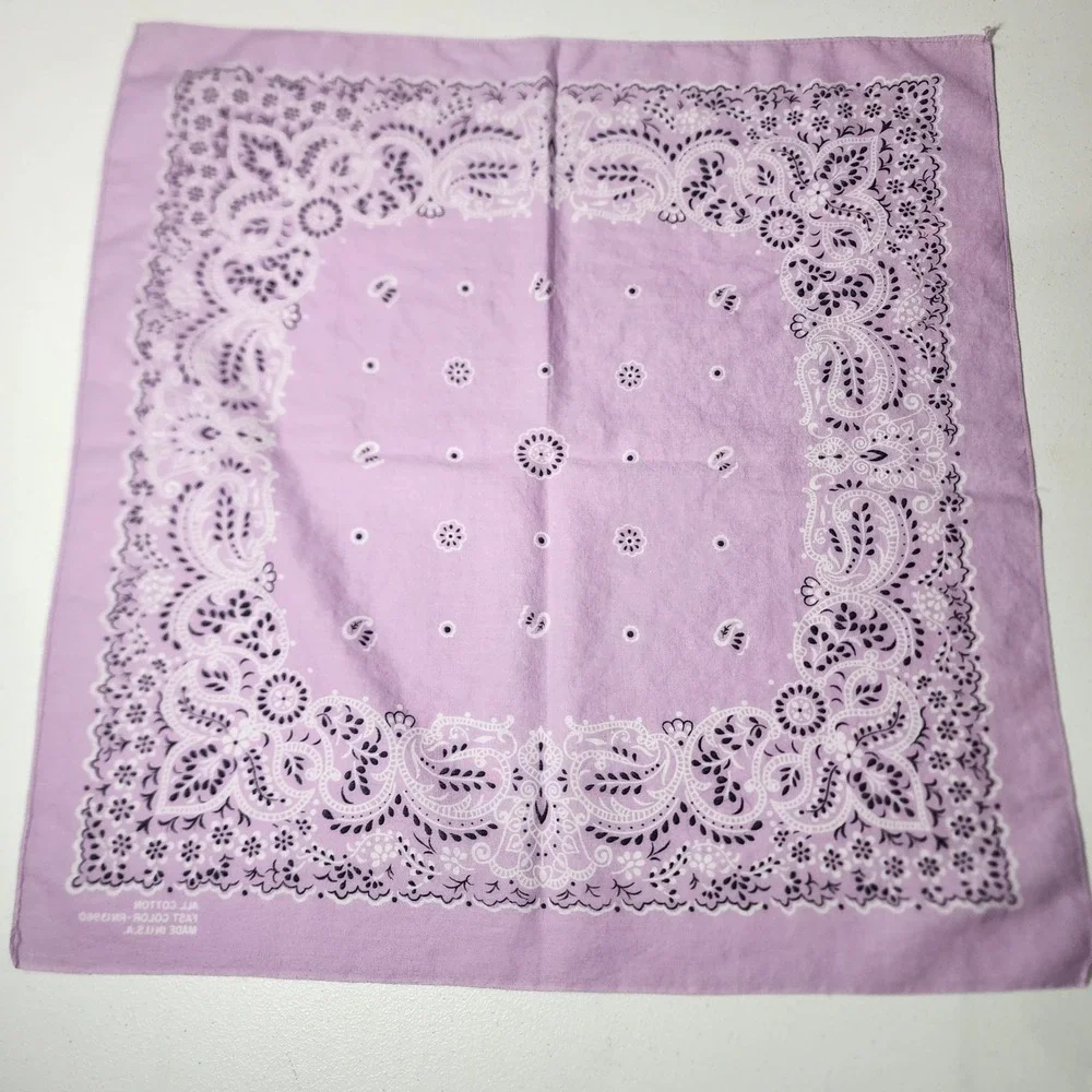 Vintage Lavender Paisley Bandana All Cotton Made in USA RN13960 Purple Scarf